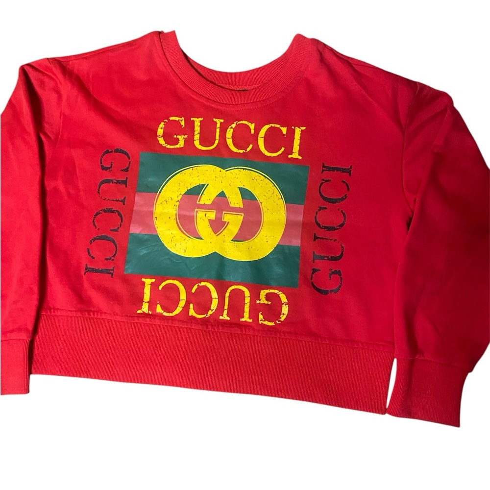 GUCCI Red Bosco & Orso Dog Embroidered Sweatshirt - Unisex S / Women's Oversized